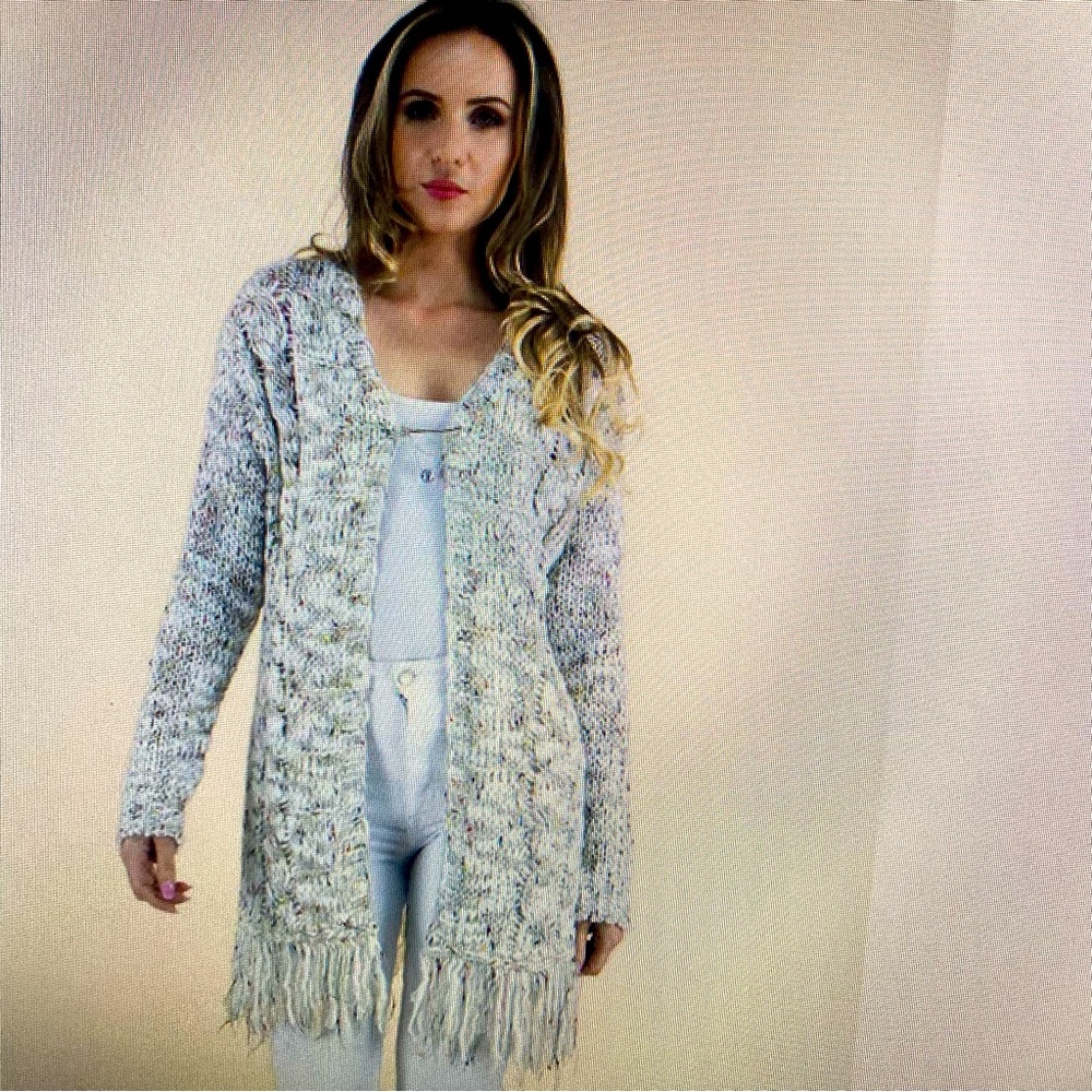 COPY - Original USA two tone Beige fringe cardigan size med new